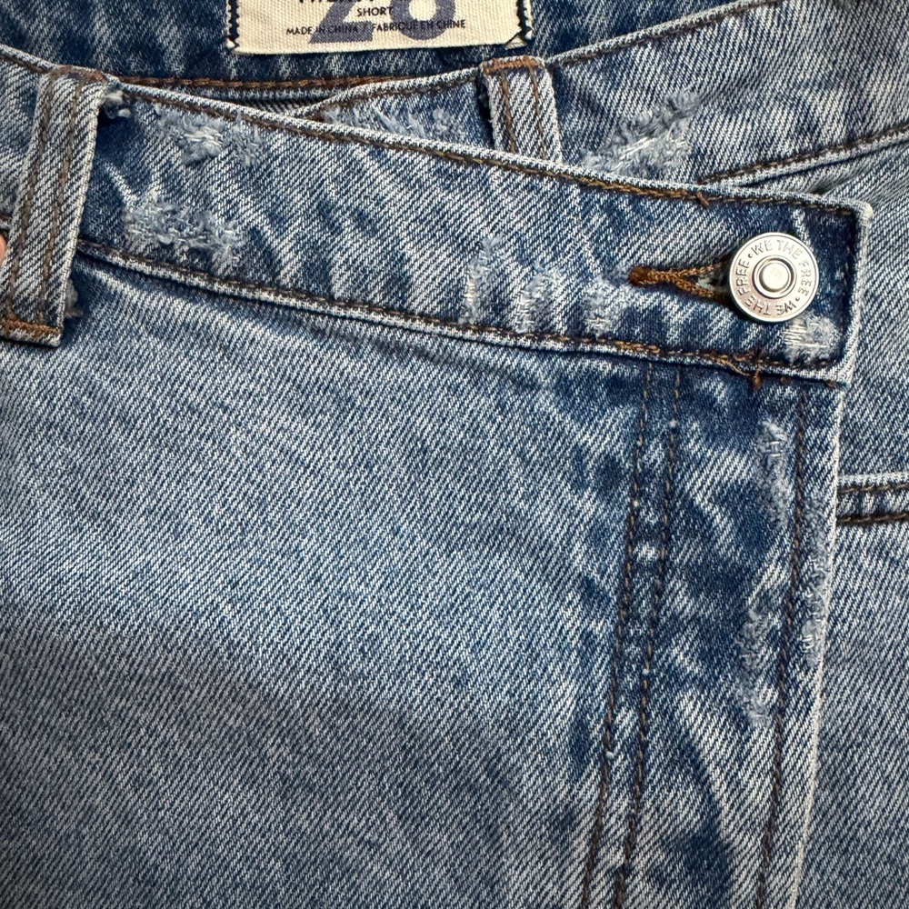 Free People Surfs Up Ripped Denim Asymmetrical Denim Skirt - Picture 7 of 9